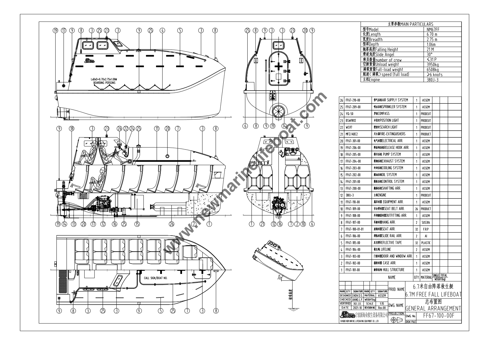 NM67ff Free Fall Lifeboate-Model